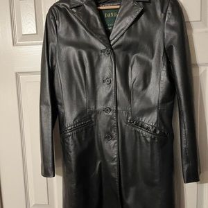 Genuine Black Leather Coat (Women)